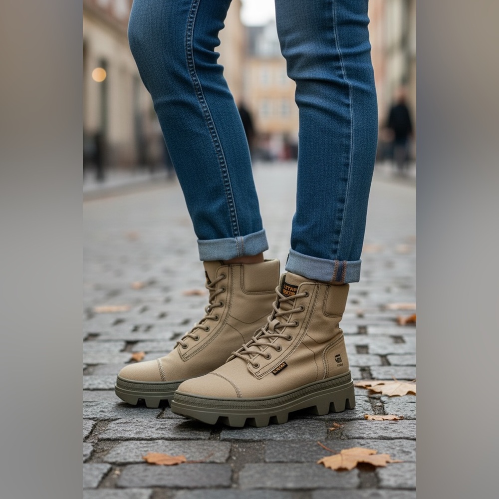 G-Star Olive Womens Noxer HGH Combat Boots - Picture 3 of 7